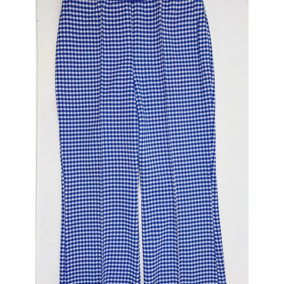 VTG 70s Houndstooth Plaid Knit High Rise Wide Leg Pants Disco - Picture 3 of 12